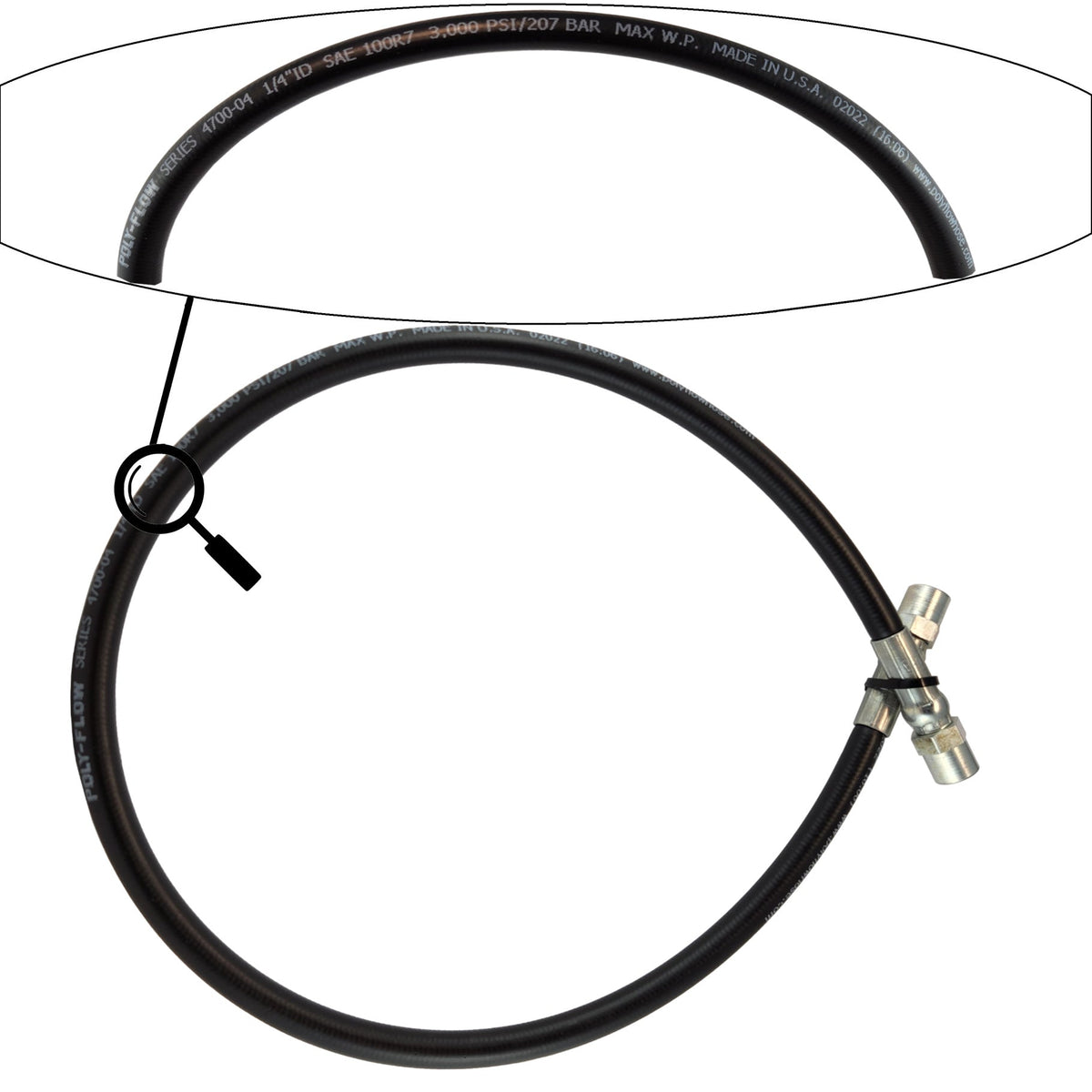 Hanna Rubber HP Hose-rht, 1/4"FPT X 1/4"FPT X 3'L (3,000 PSI)