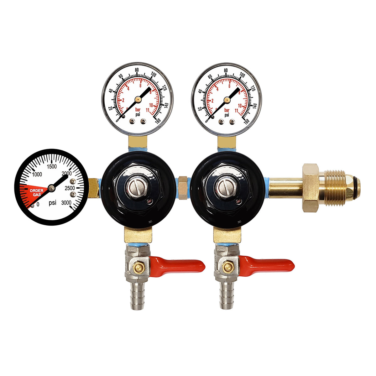 Taprite Double Nitro Regulator, 3/8"B-Shutoff-W/Check 160:160:3000 (Tap)