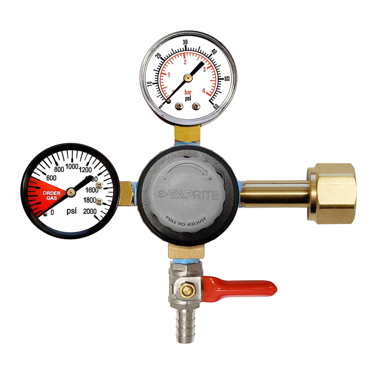 Taprite CO2 Regulator, 3/8" Ball Shutoff with Check Valve, 60:2000