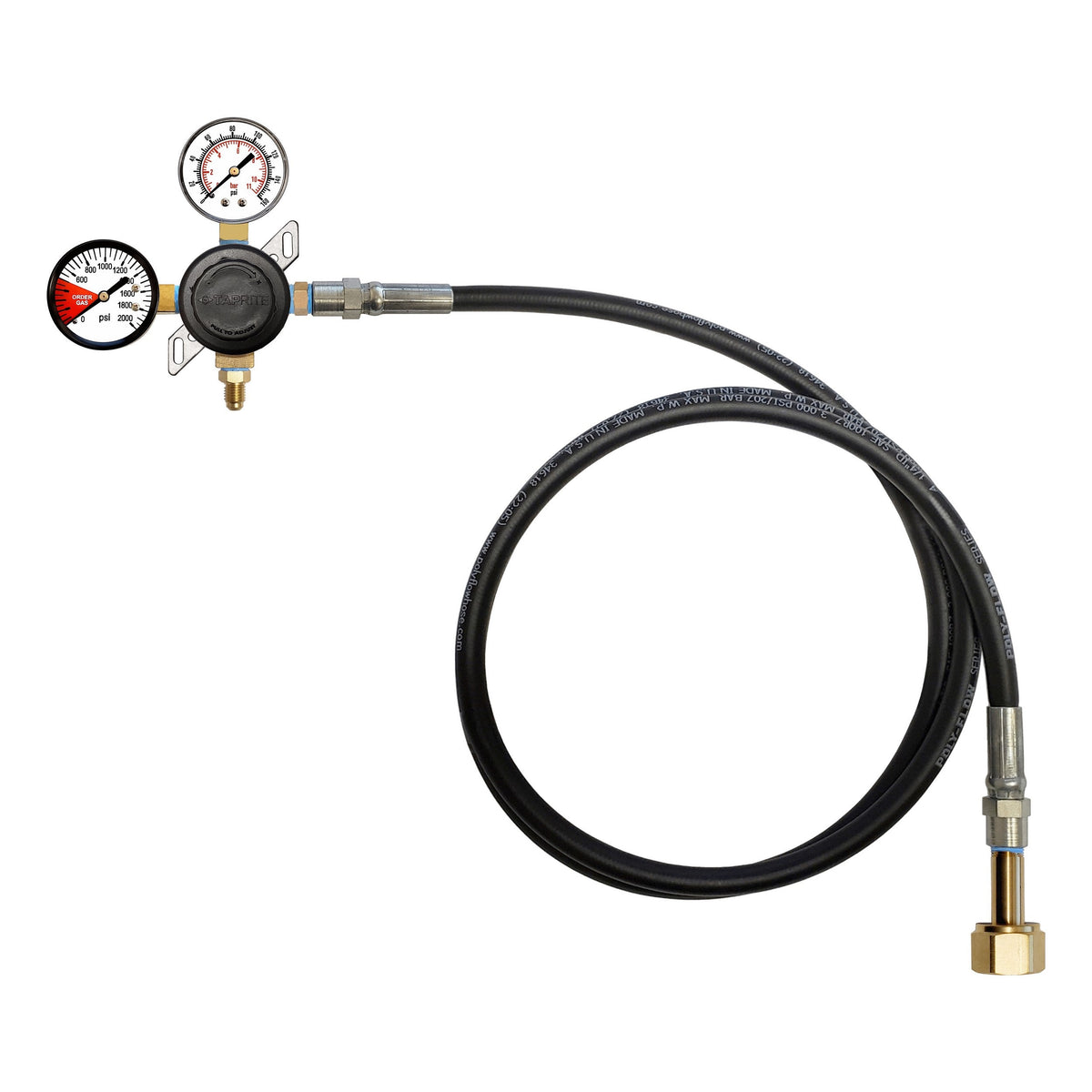 Taprite CO2 Regulator with 6' Hose, 1/4" Male Flare with Check Valve, 160:2000