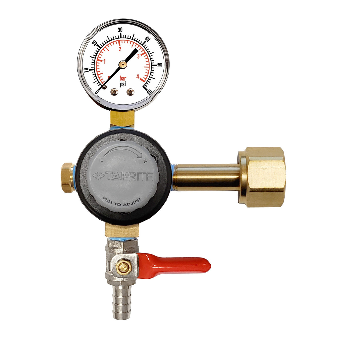 Taprite CO2 Regulator, 3/8" Ball Shutoff with Check Valve, 60:Plug