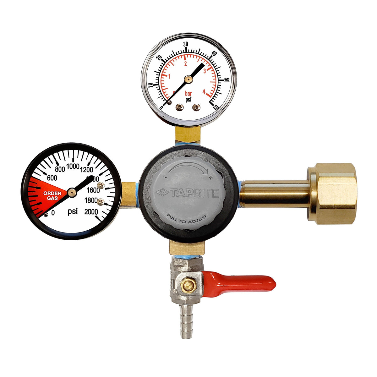 Taprite CO2 Regulator, 1/4" Ball Shutoff with Check Valve, 60:2000