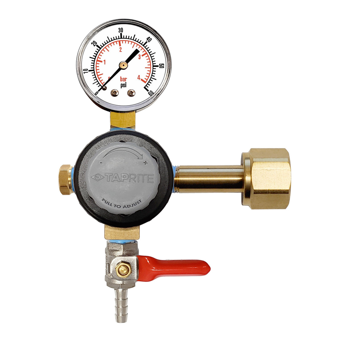 Taprite CO2 Regulator, 1/4" Ball Shutoff with Check Valve, 60:Plug