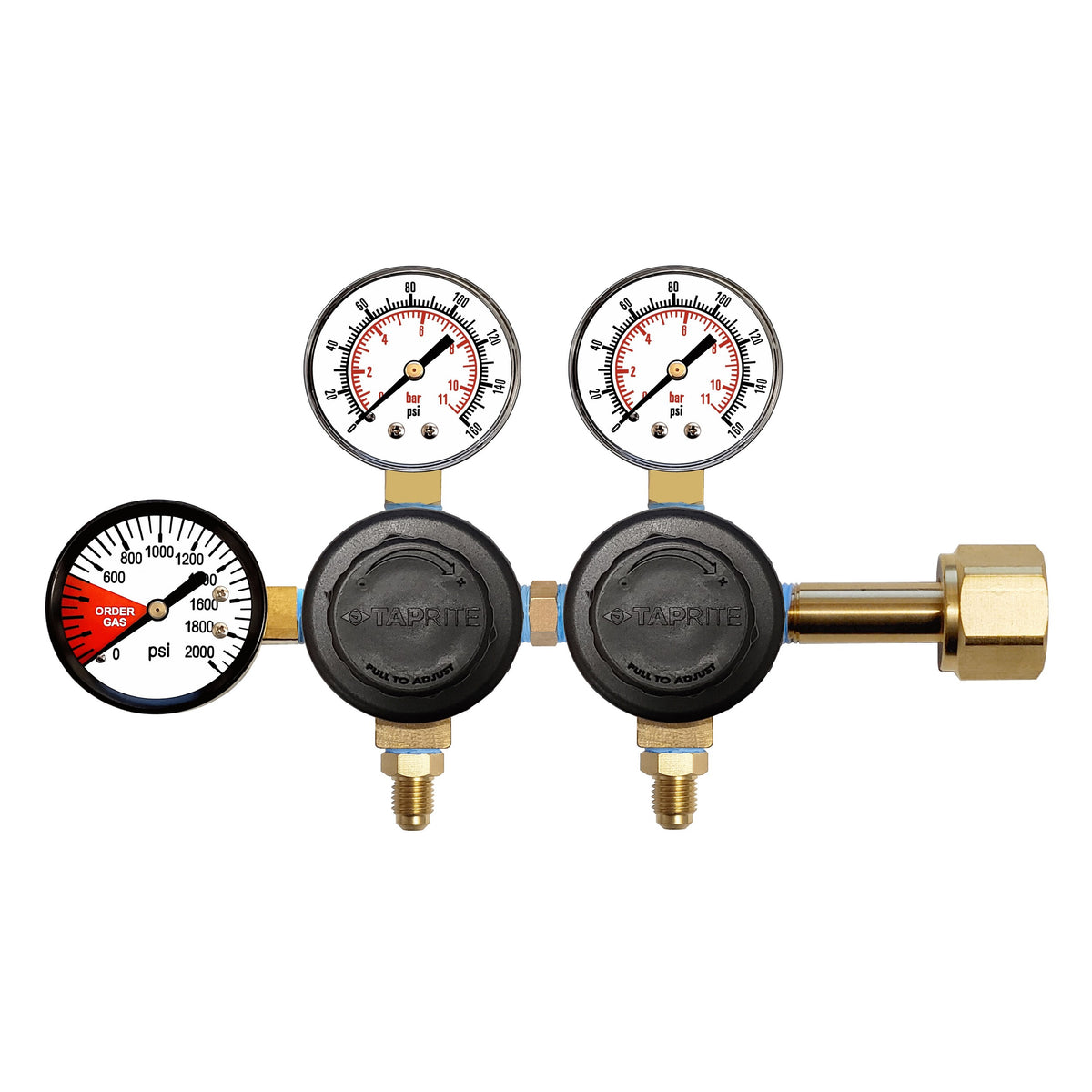 Taprite Double CO2 Regulator, 1/4"MFL-W/Check 160:2000 (Tap)