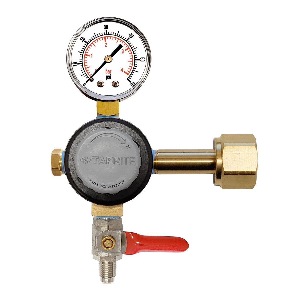 Taprite CO2 Regulator, 1/4" Male Flare Shutoff with Check Valve, 60:Plug