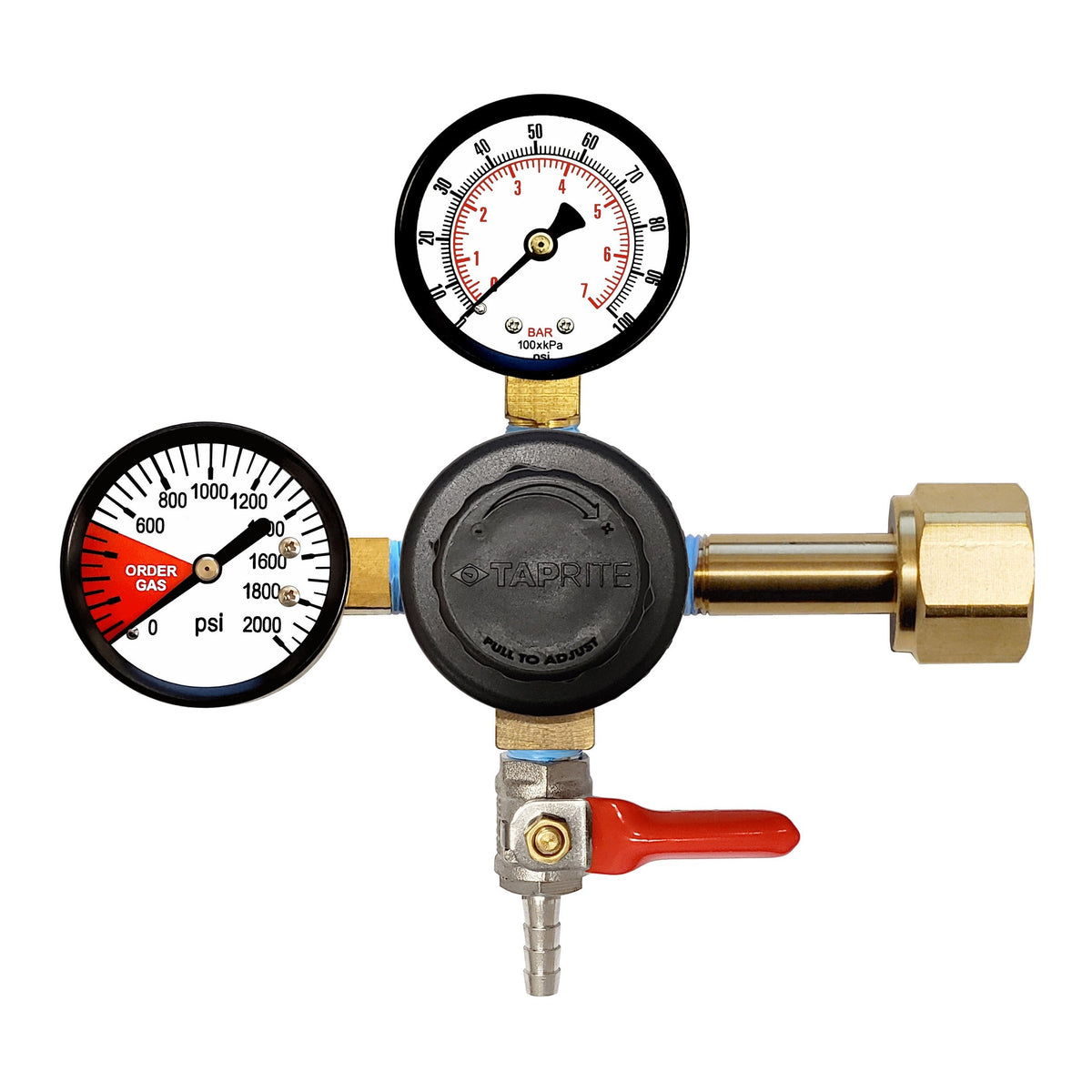 Taprite CO2 Regulator, 1/4" Ball Shutoff with Check Valve, 100:2000