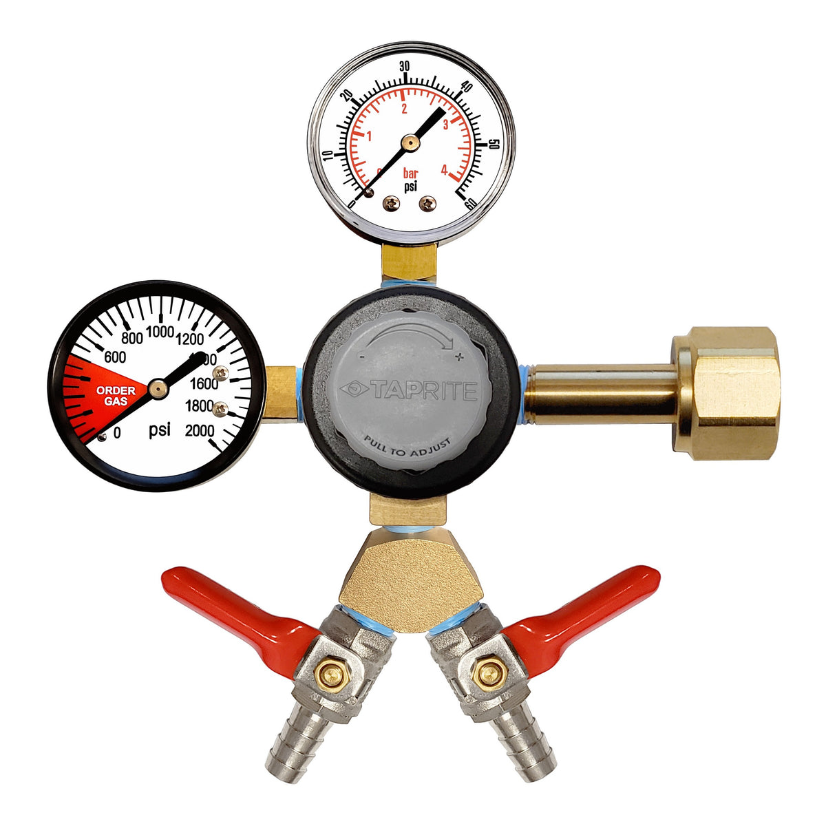 Taprite CO2 Regulator with Y Fitting, 3/8" Ball Shutoff with Check Valve, 60:2000