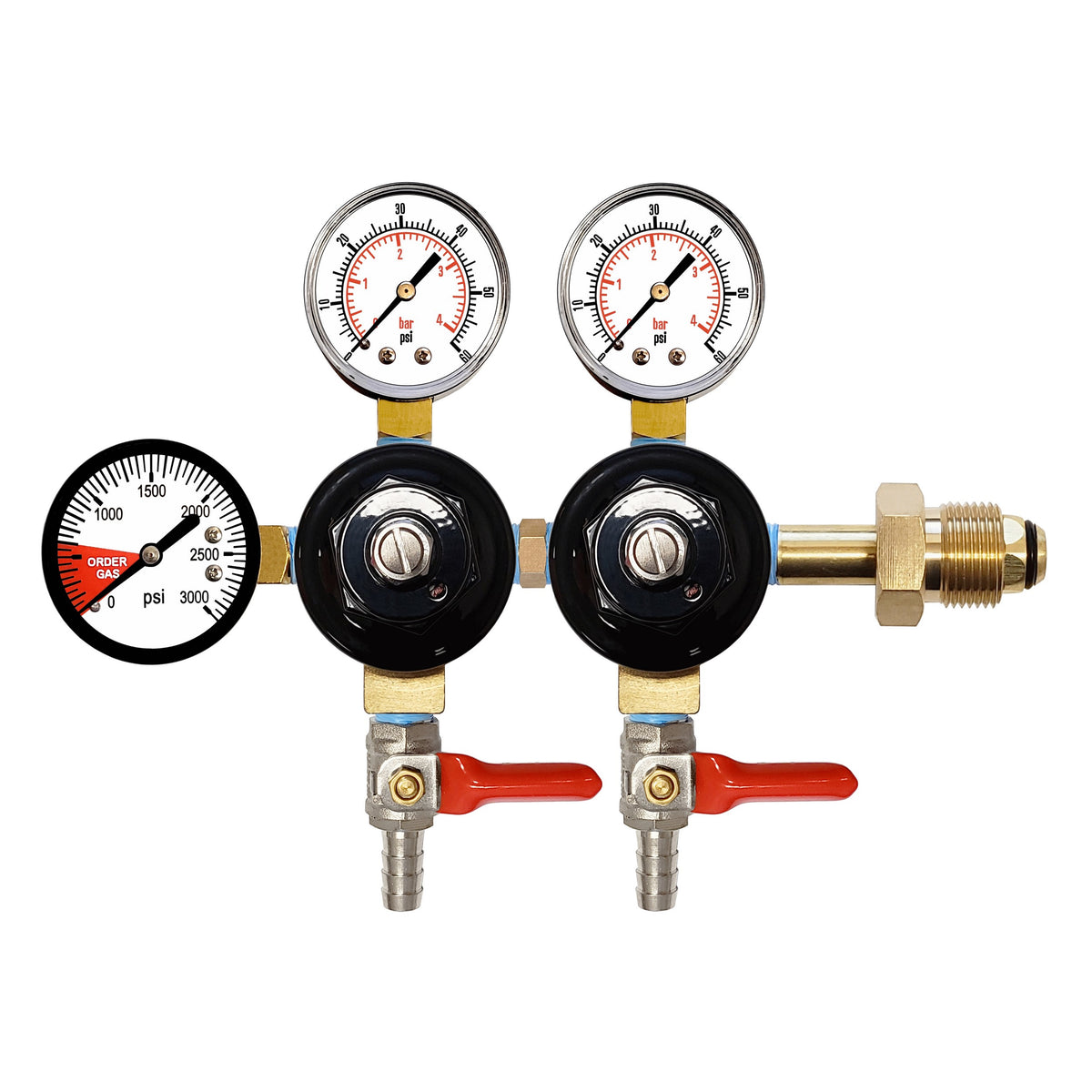 Taprite Double Nitrogen Regulator, 3/8"B-Shutoff-W/Check 60:3000 (Tap)