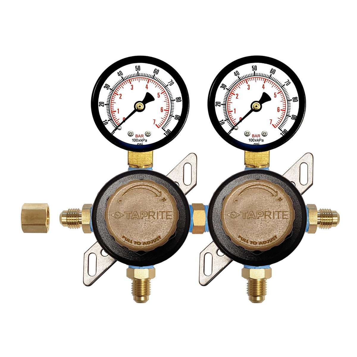 Taprite Double Secondary/Pass Thru Regulator, 1/4" Male Flare with Check Valve, 100:100
