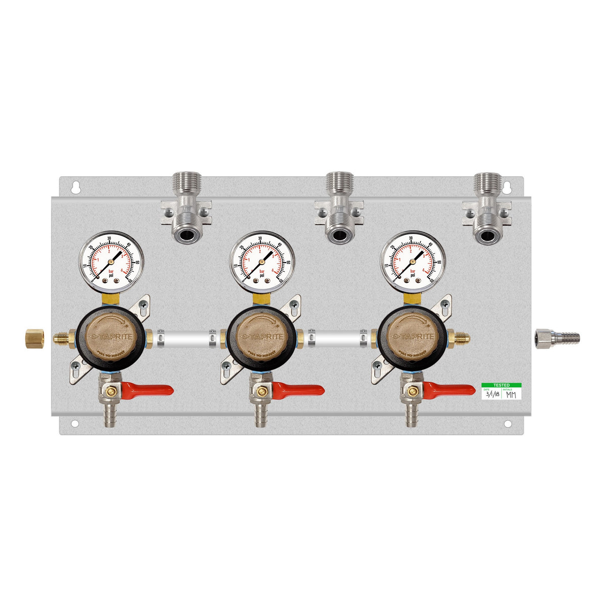 Assembled Panel with 3 Taprite Secondary Regulators, Includes Brackets, No Tubing