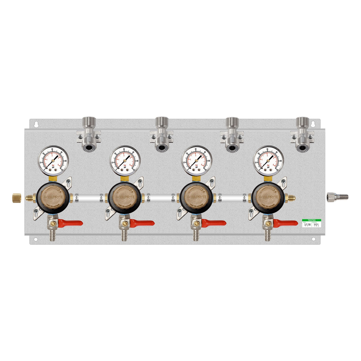 Assembled Panel with 4 Taprite Secondary Regulators, Includes Brackets, No Tubing