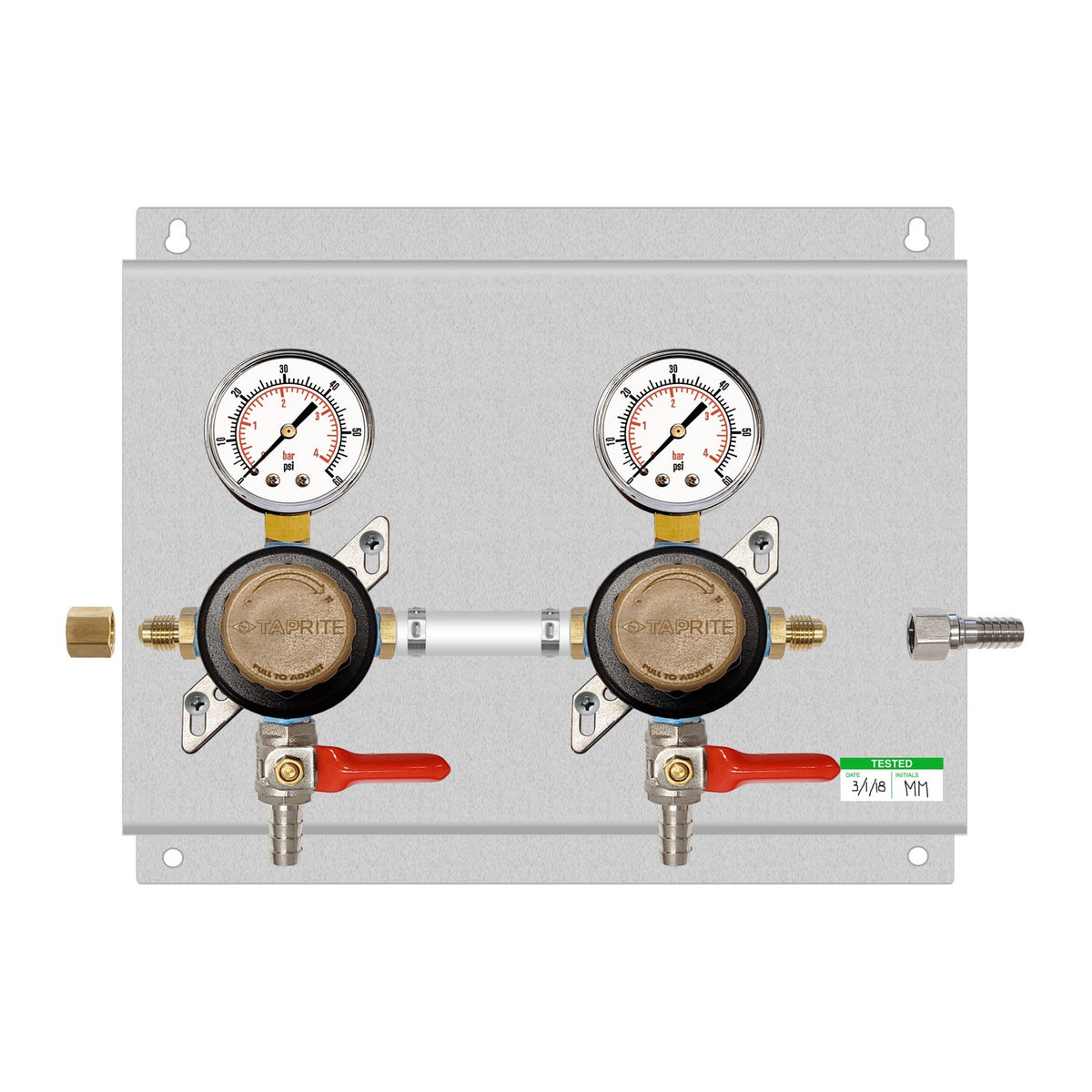 Assembled Panel with 2 Taprite Secondary Regulators, No Brackets or Tubing