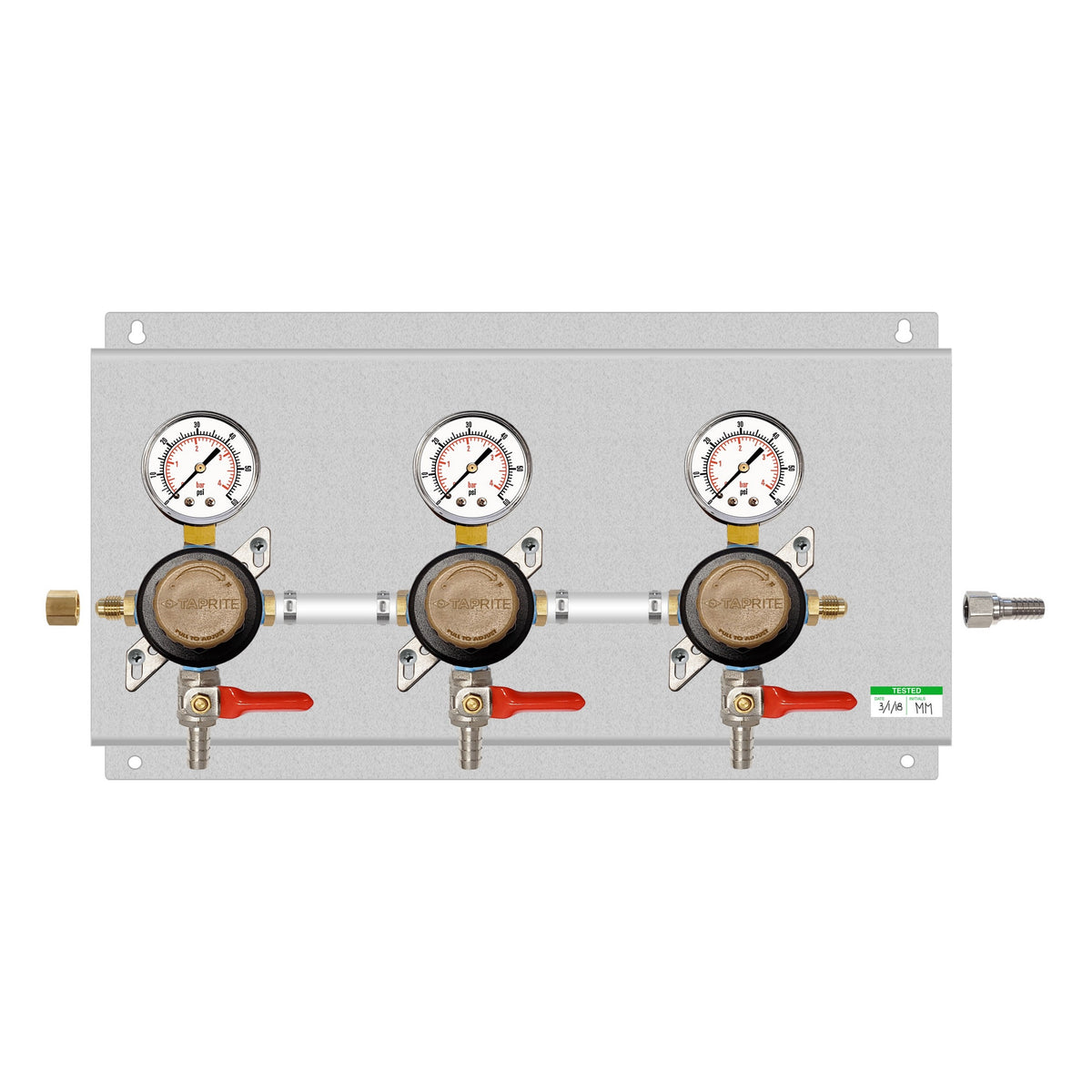 Assembled Panel with 3 Taprite Secondary Regulators, No Brackets or Tubing