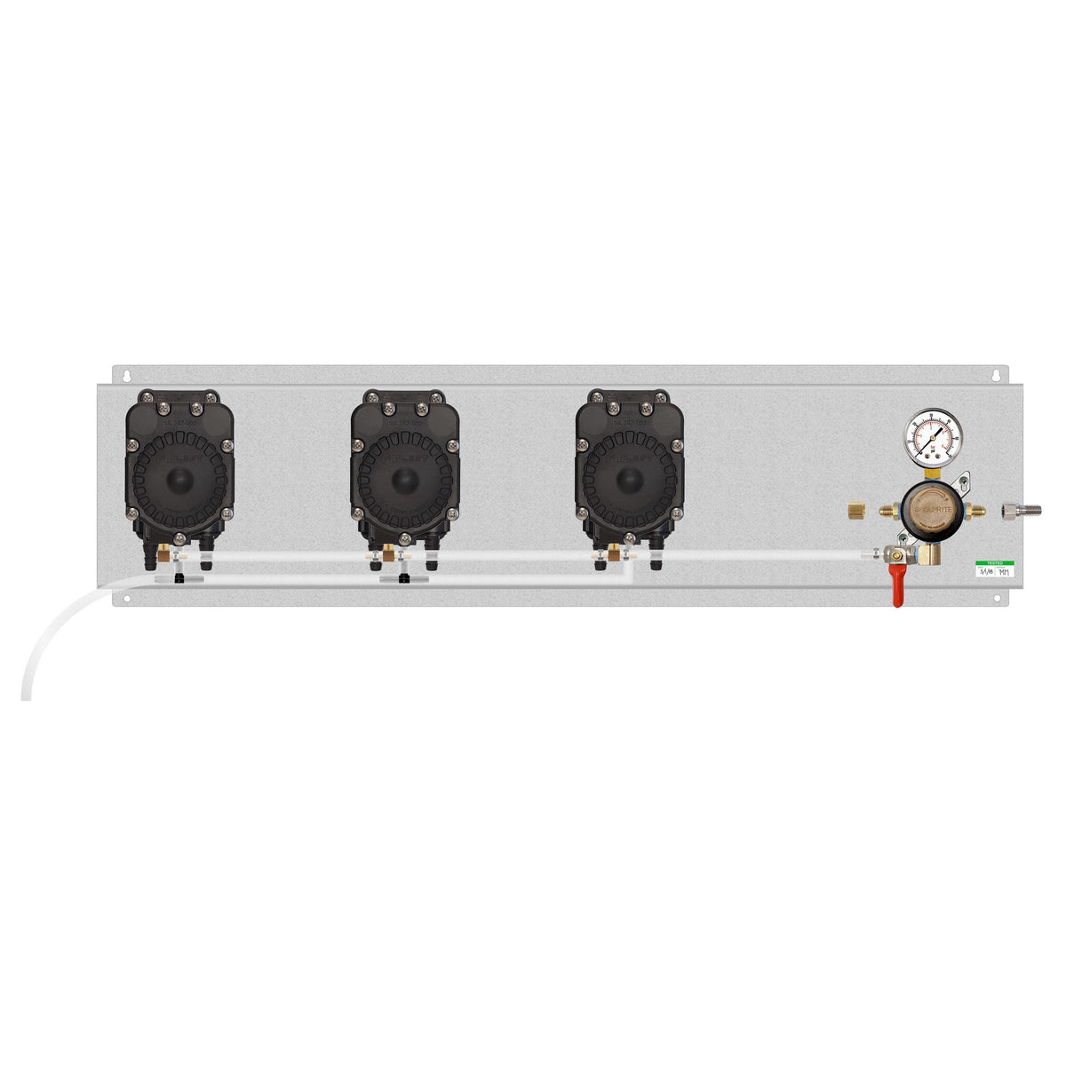 Assembled Panel with 1 Taprite Secondary Regulator, 3 Flojet Beer Pumps