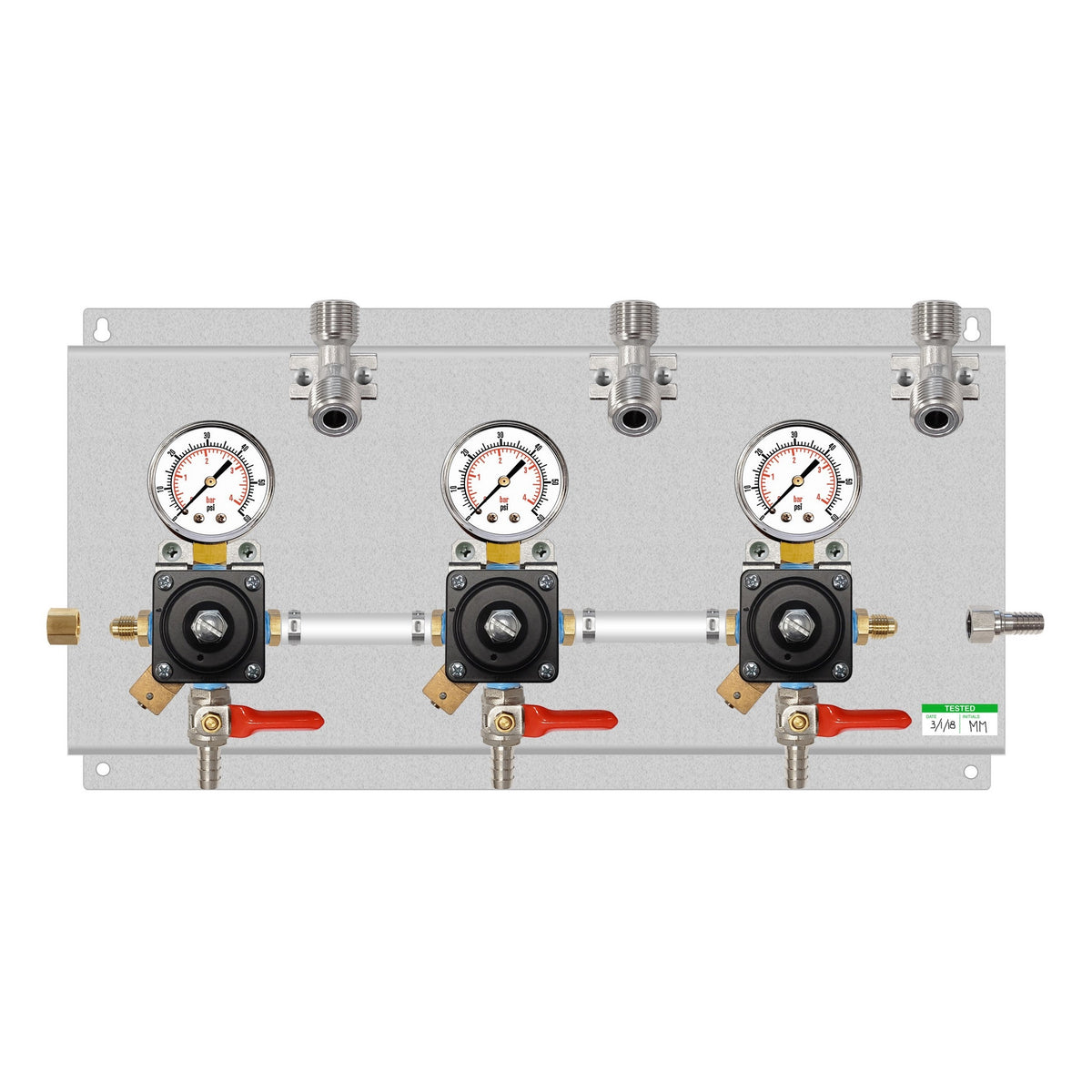 Assembled Panel with 3 Cornelius Secondary Regulators, Brackets, No Lines Included