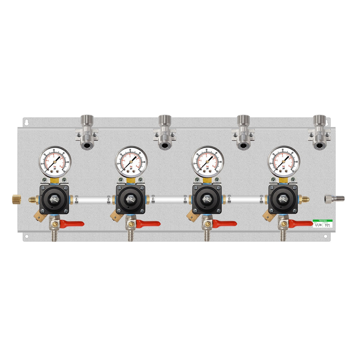 Assembled Panel with 4 Cornelius Secondary Regulators, Brackets, No Lines Included
