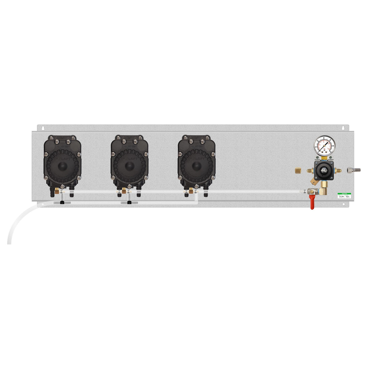 Assembled Panel with 1 Cornelius Secondary Regulator, 3 Flojet Beer Pumps, Fittings