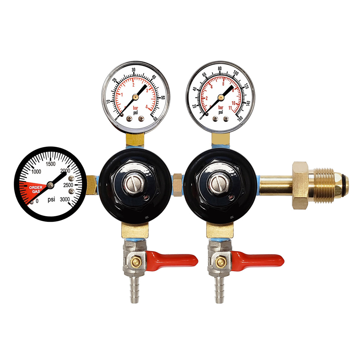 Taprite Double Nitrogen Regulator, 1/4"B-Shutoff-W/Check 60/160:3000 (Tap)