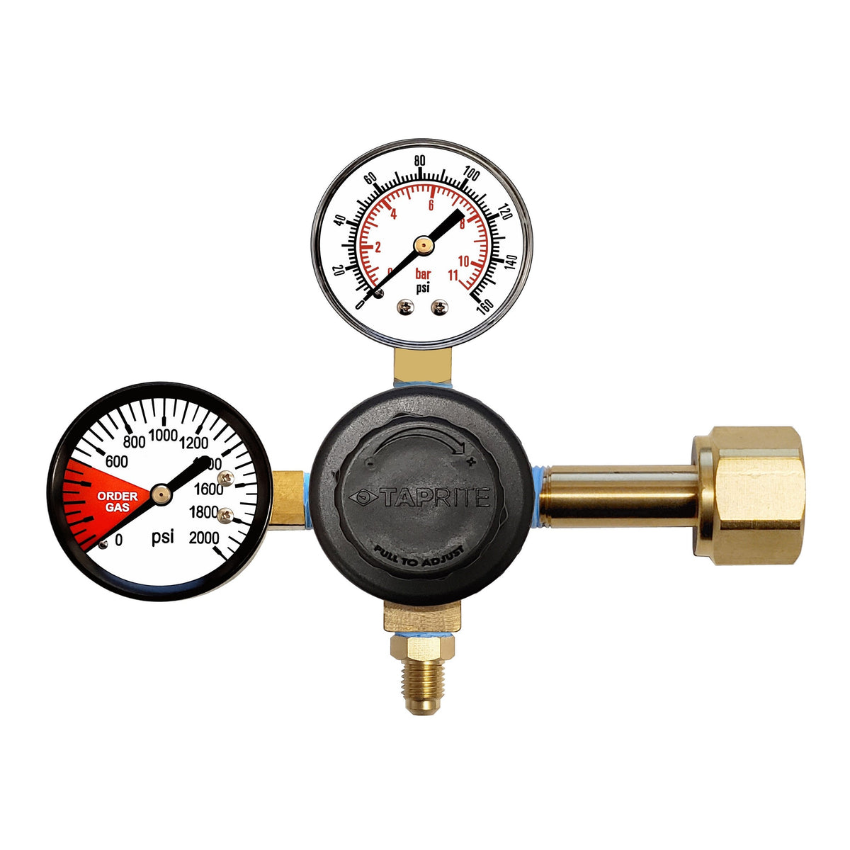 Taprite CO2 Regulator, 1/4" Male Flare with Check Valve, 160:2000