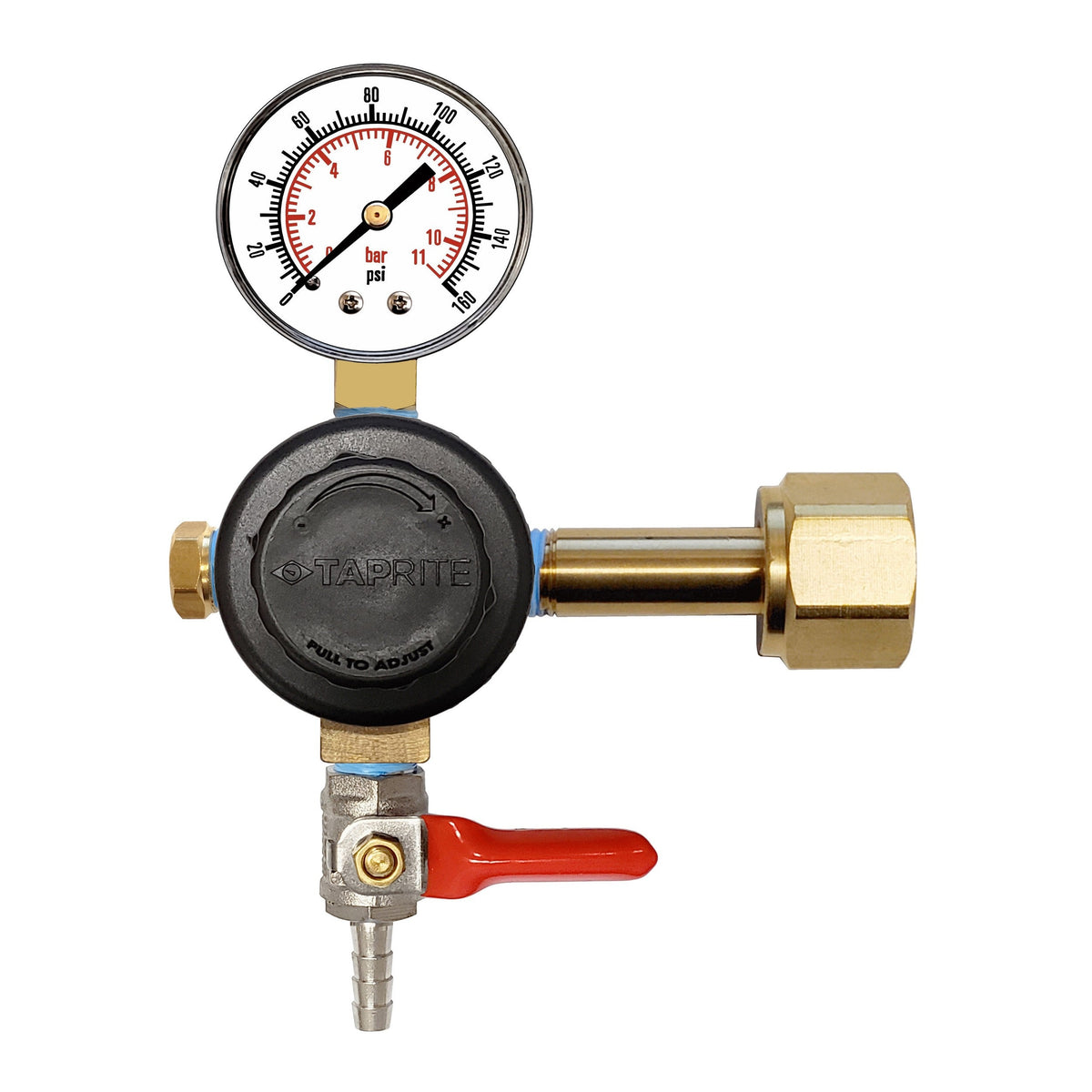 Taprite CO2 Regulator, 1/4" Ball Shutoff with Check Valve, 160:Plug