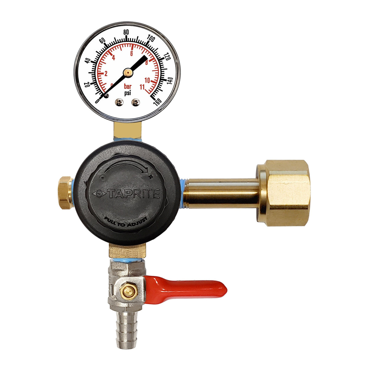 Taprite CO2 Regulator, 3/8" Ball Shutoff with Check Valve, 160:Plug