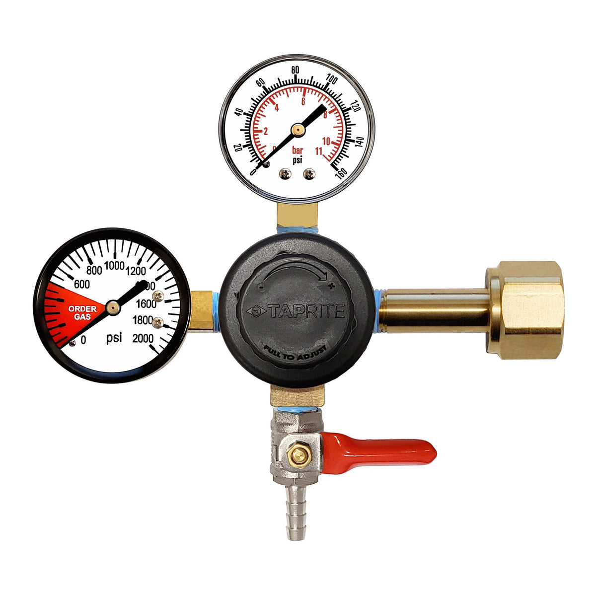 Taprite CO2 Regulator, 1/4" Ball Shutoff with Check Valve, 160:2000