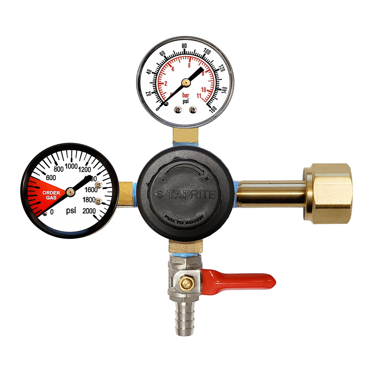 Taprite CO2 Regulator, 3/8" Ball Shutoff with Check Valve, 160:2000