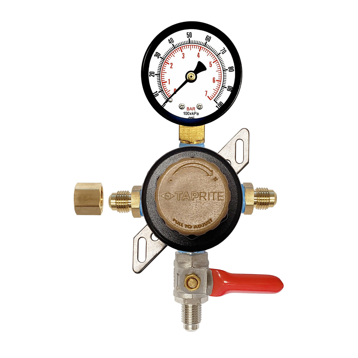 Taprite Secondary/Pass Thru Regulator, 1/4" Male Flare Shutoff with Check Valve, 100:Universal