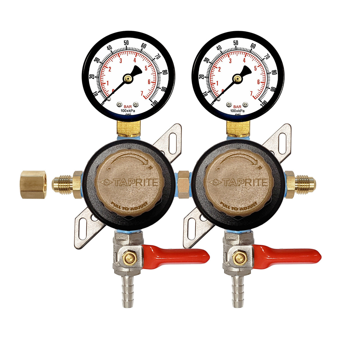 Taprite Double Secondary/Pass Thru Regulator, 1/4" Ball Shutoff with Check Valve, 100/100:Universal