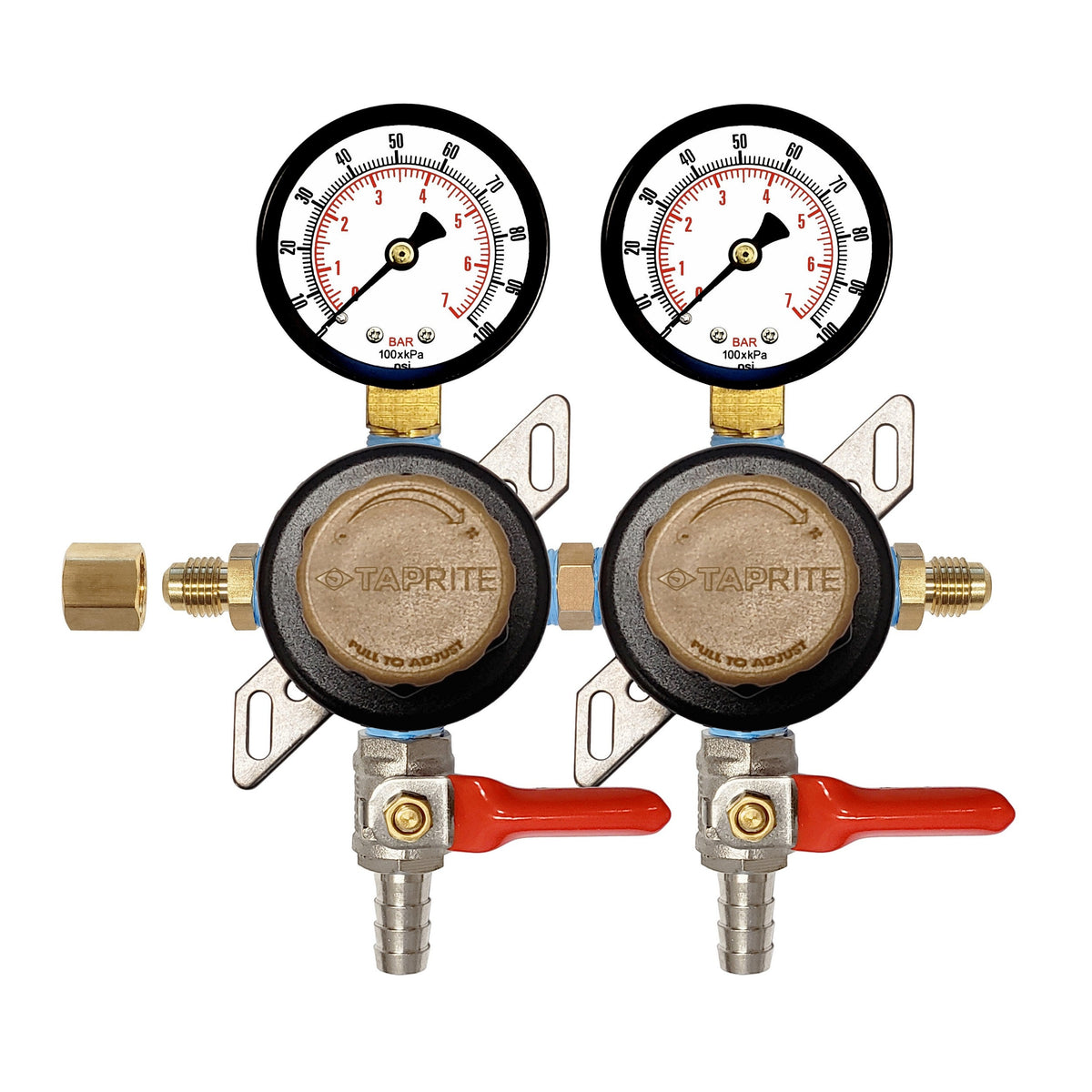 Taprite Double Secondary/Pass Thru Regulator, 3/8" Ball Shutoff with Check Valve, 100/100:Universal