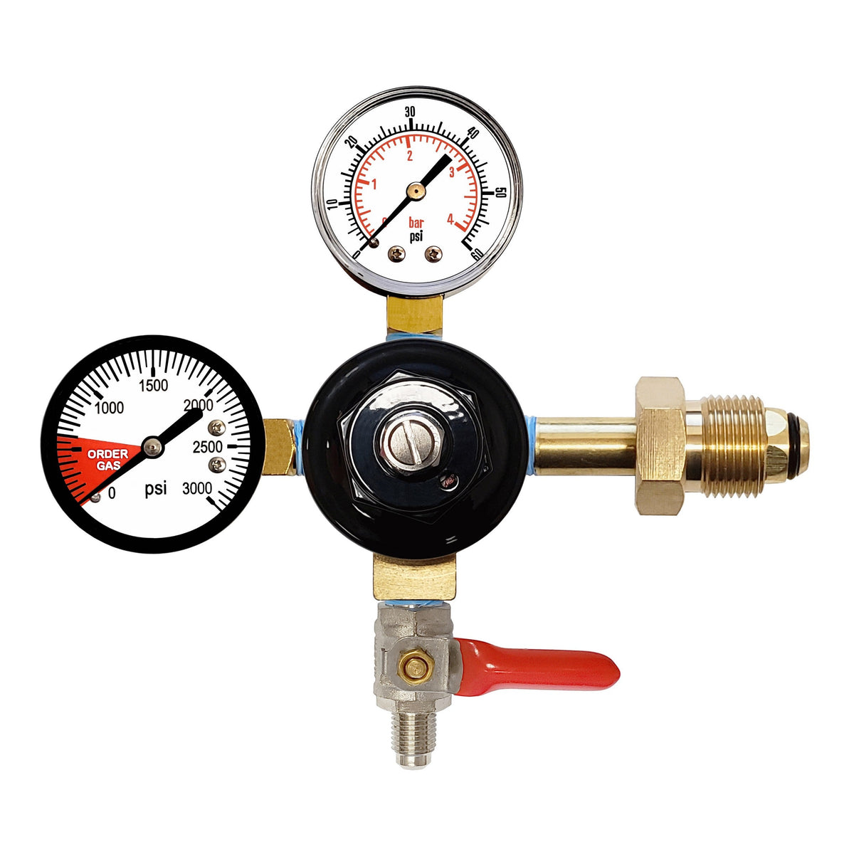 Taprite Nitrogen Regulator, 1/4" Male Flare Shutoff with Check Valve, 60:3000