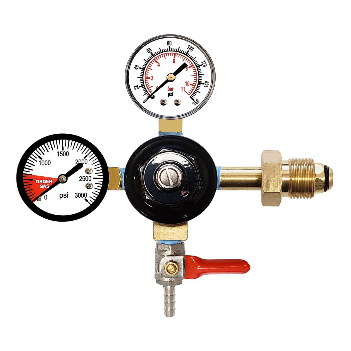 Taprite Nitrogen Regulator, 1/4" Ball Shutoff with Check Valve, 160:3000