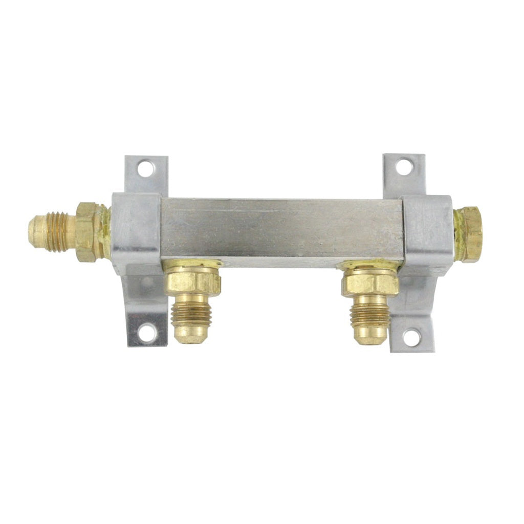 Brass Air Distribution, 2-Out 1/4" Male Flare No Check Valve