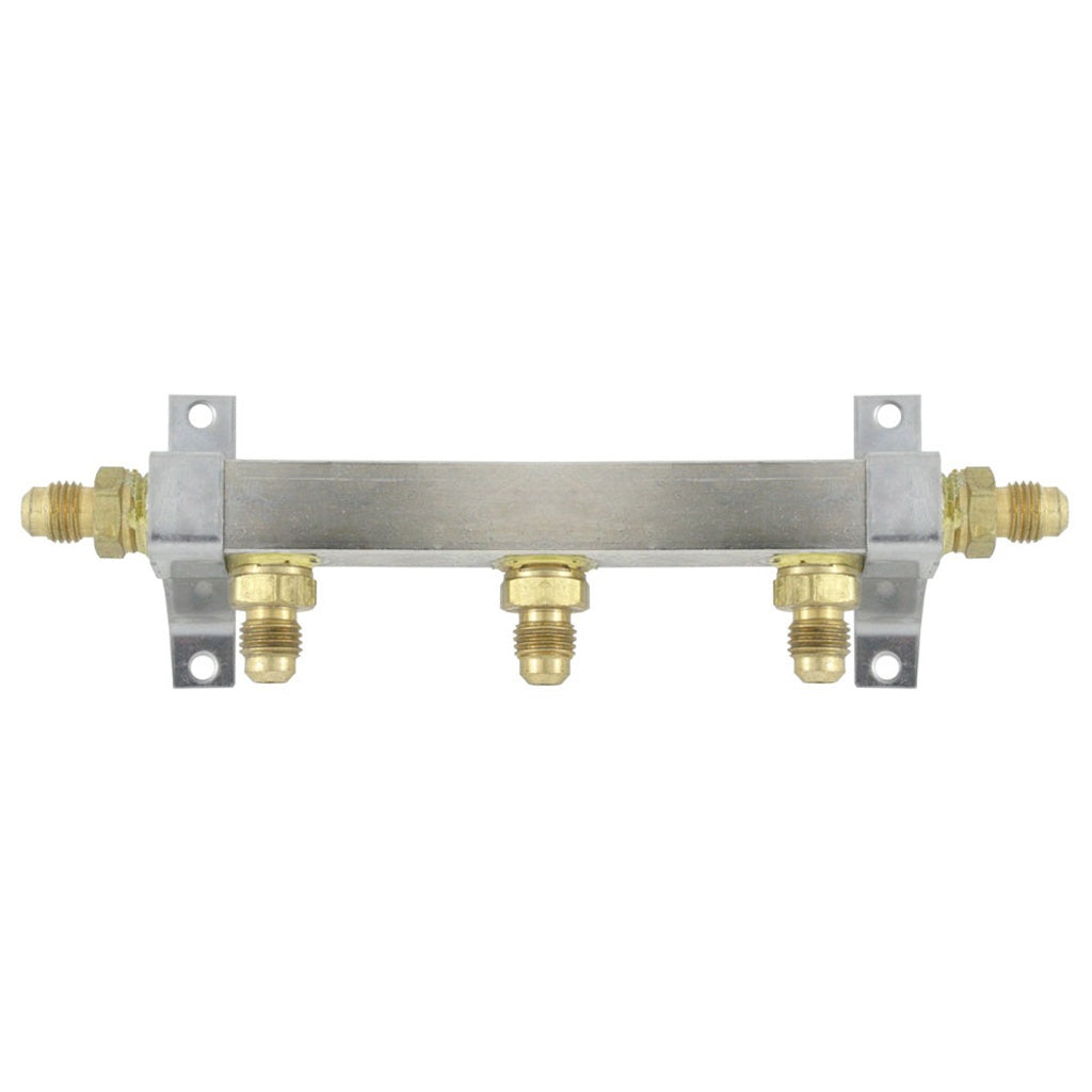 Brass Air Distribution, 3-Out 1/4" Male Flare No Check Valve