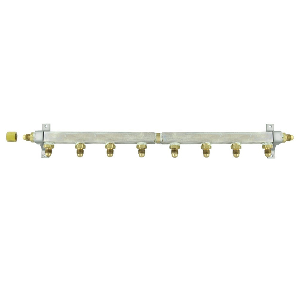 Brass Air Distribution, 8-Out 1/4" Male Flare No Check Valve