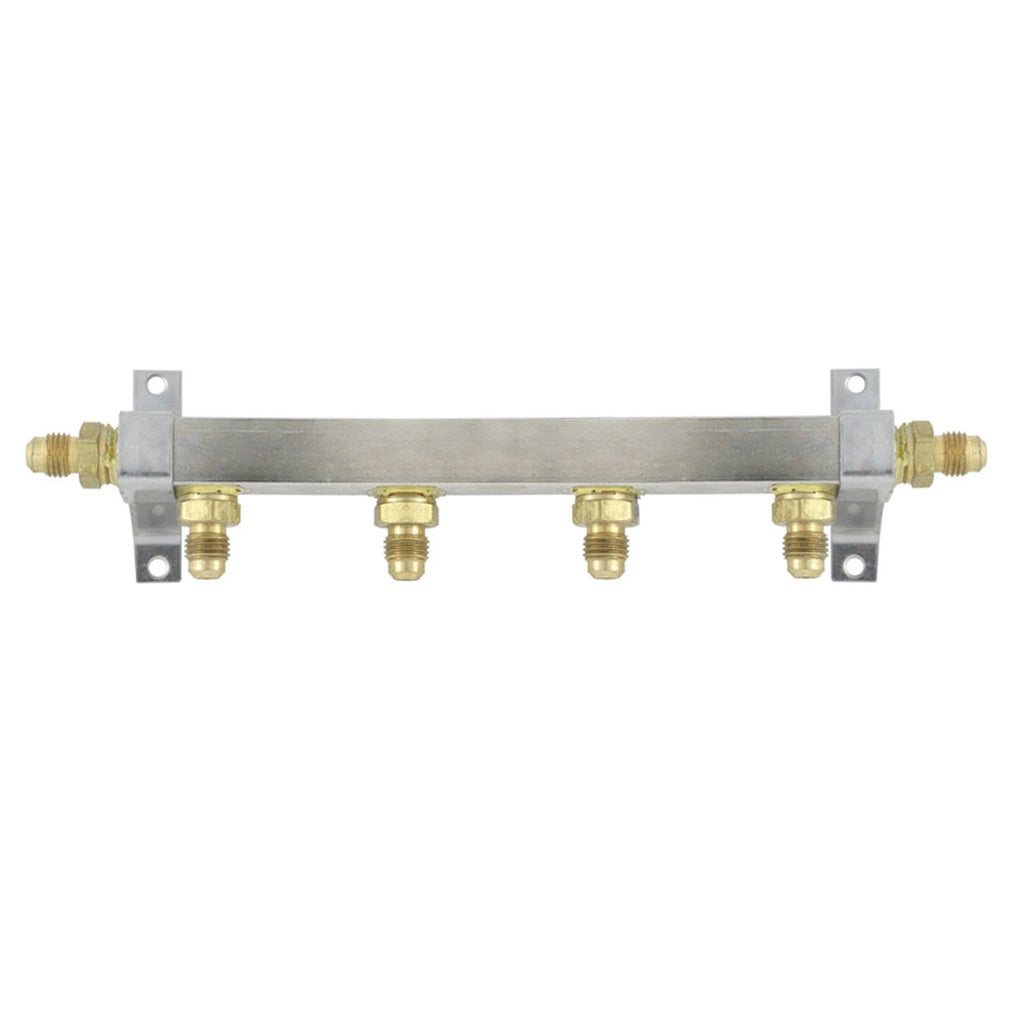 Brass Air Distribution, 4-Out 1/4" Male Flare With Check Valve
