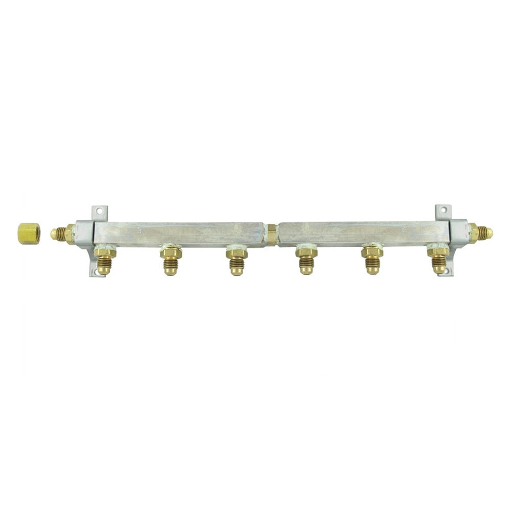 Brass Air Distribution, 6-Out 1/4" Male Flare With Check Valve