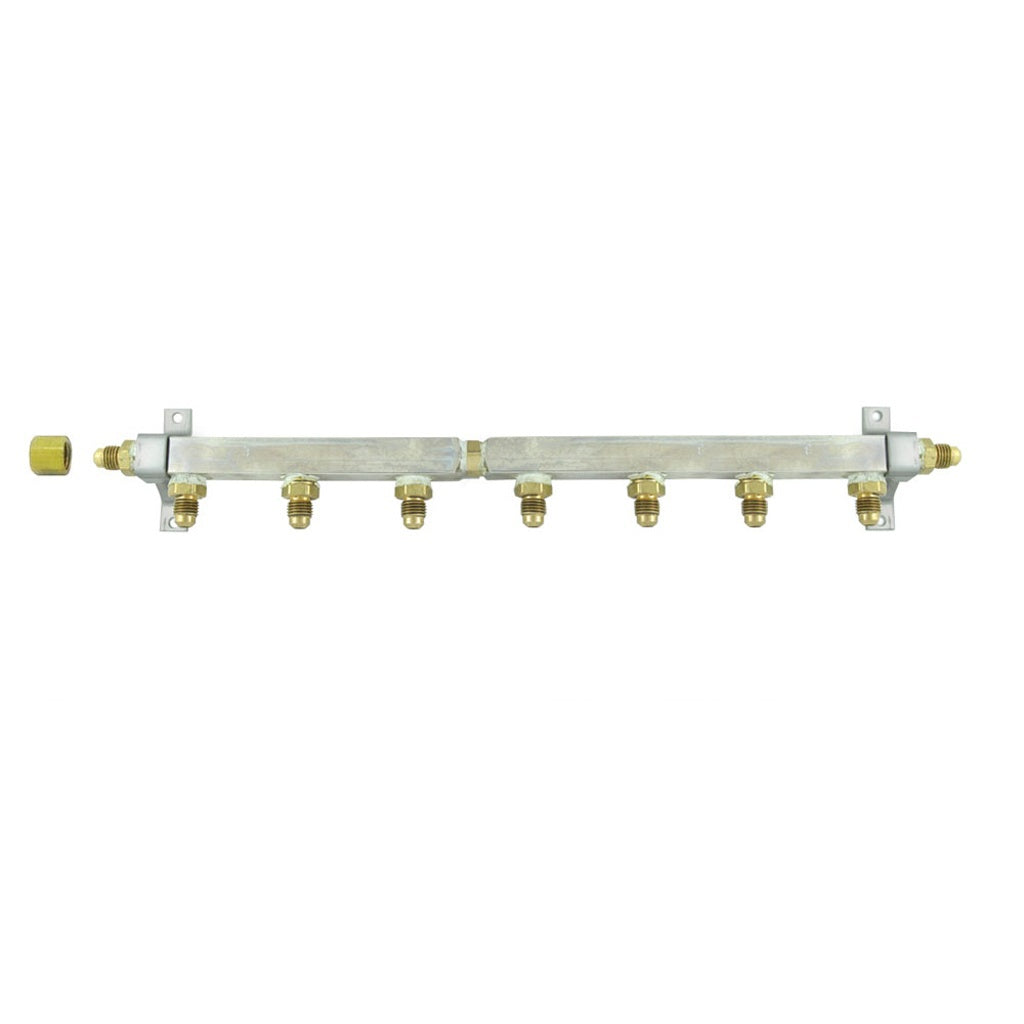 Brass Air Distribution, 7-Out 1/4" Male Flare With Check Valve