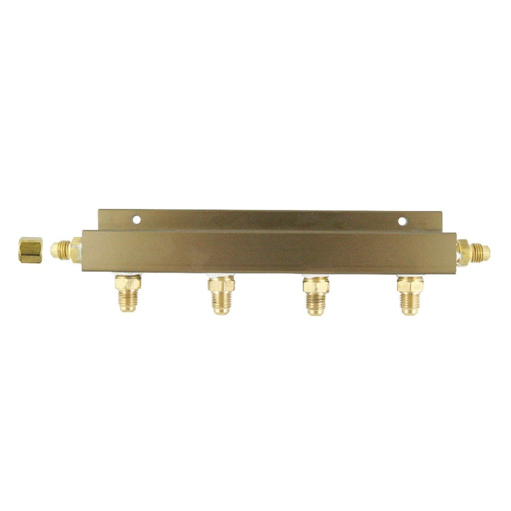 Aluminum Air Distribution, 4-Out 1/4" Male Flare No Check Valve