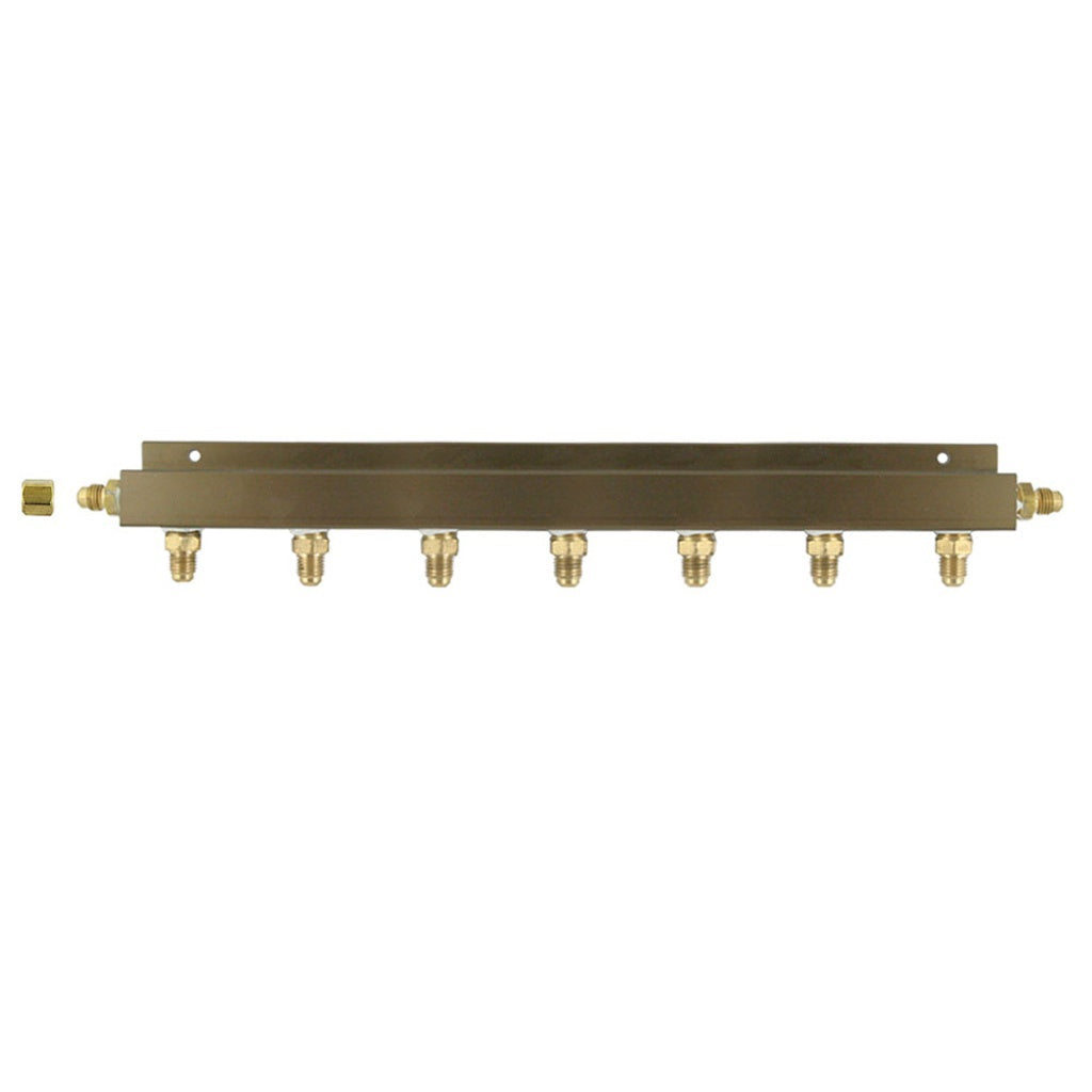 Aluminum Air Distribution, 7-Out 1/4" Male Flare No Check Valve