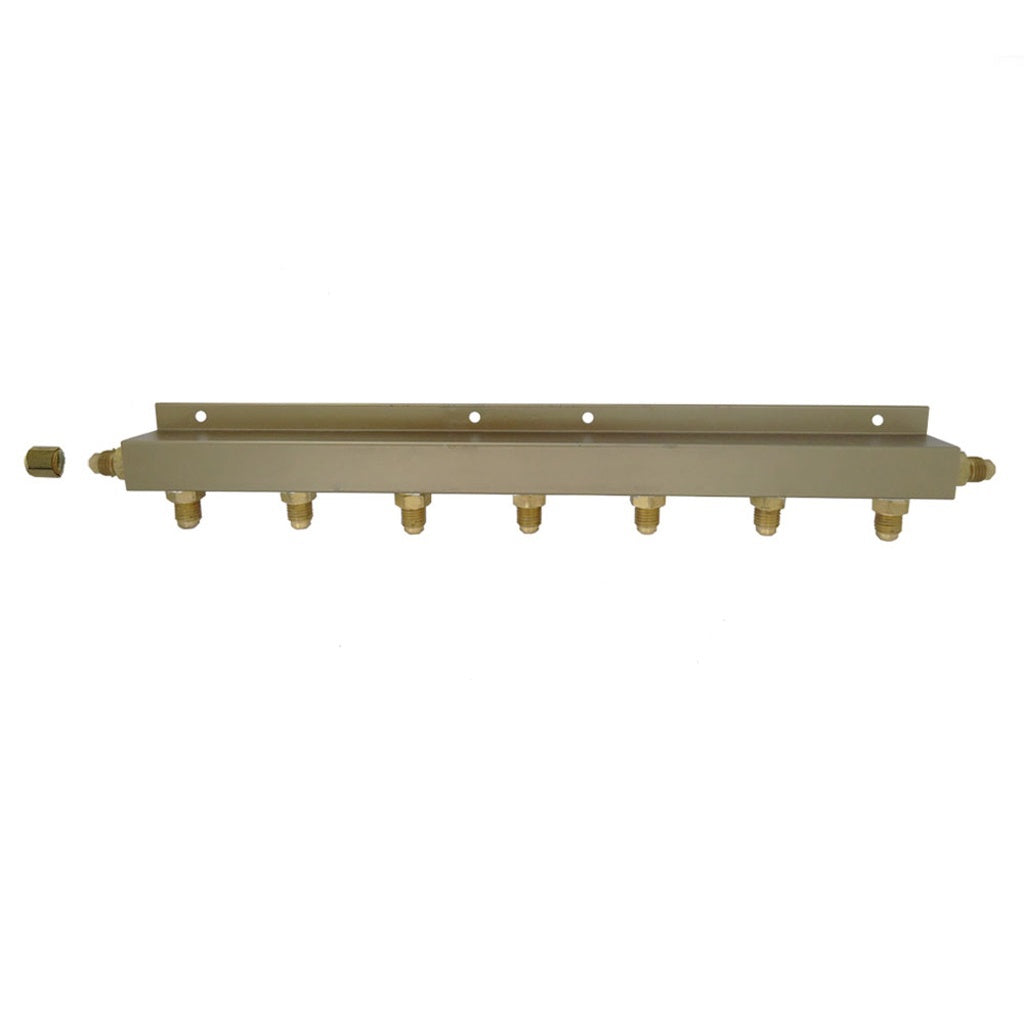 Aluminum Air Distribution, 7-Out 1/4" Male Flare With Check Valve