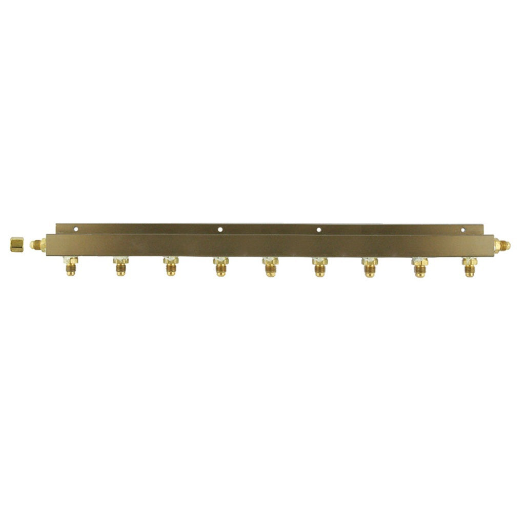 Aluminum Air Distribution, 9-Out 1/4" Male Flare With Check Valve