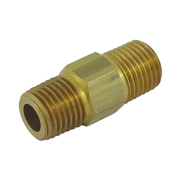 Hex Nipple 1/4" Male Pipe Thread x 1/4" Male Pipe Thread Left-Hand Thread Brass