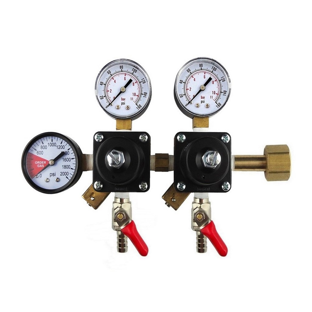 Cornelius Double CO2 Regulator, 3/8" Ball Shutoff with Check Valve, 160:2000