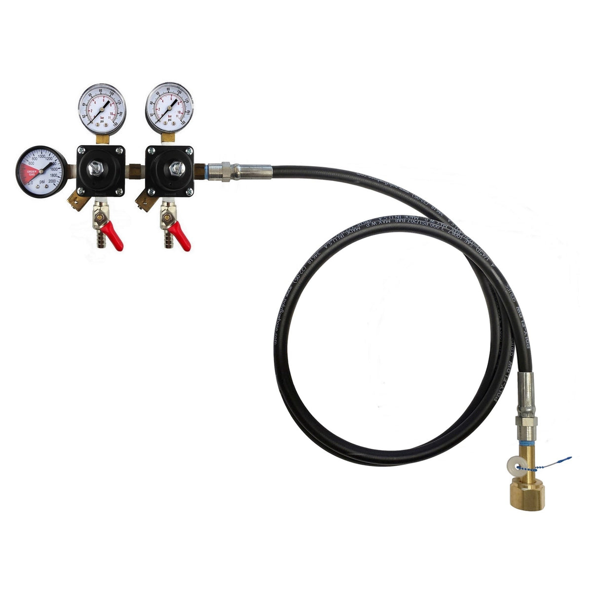 Cornelius Double CO2 Regulator with 6' Hose, 3/8" Ball Shutoff with Check Valve, 160:2000