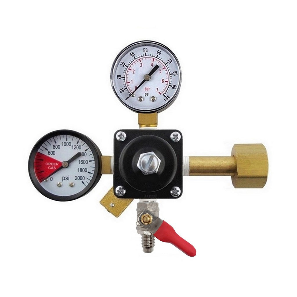 Cornelius CO2 Regulator, 1/4" Male Flare Shutoff with Check Valve, 100:2000