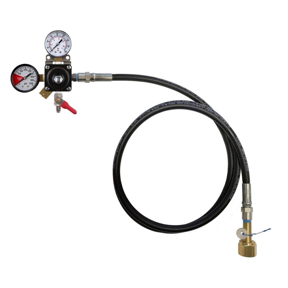 Cornelius CO2 Regulator with 6' Hose, 1/4" Male Flare Shutoff with Check, 160:2000