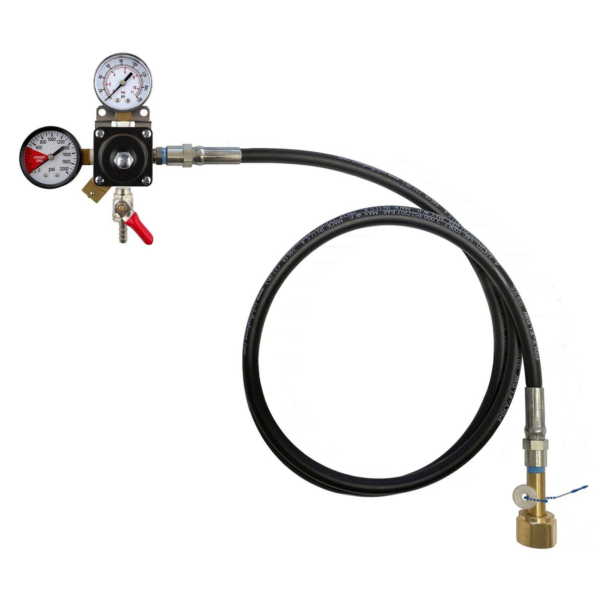Cornelius CO2 Regulator with 6' Hose, 1/4" Ball Shutoff with Check Valve, 160:2000