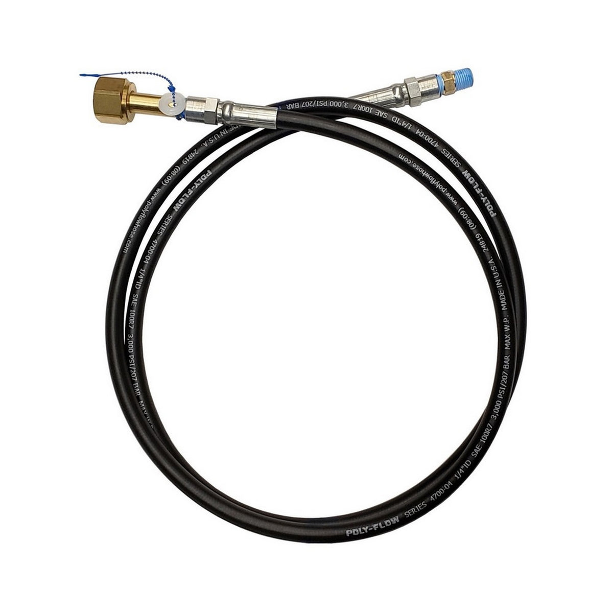 6' High-Pressure Hose, 1/4" Male Pipe Thread x C02 2750-PSI Left-Hand Thread