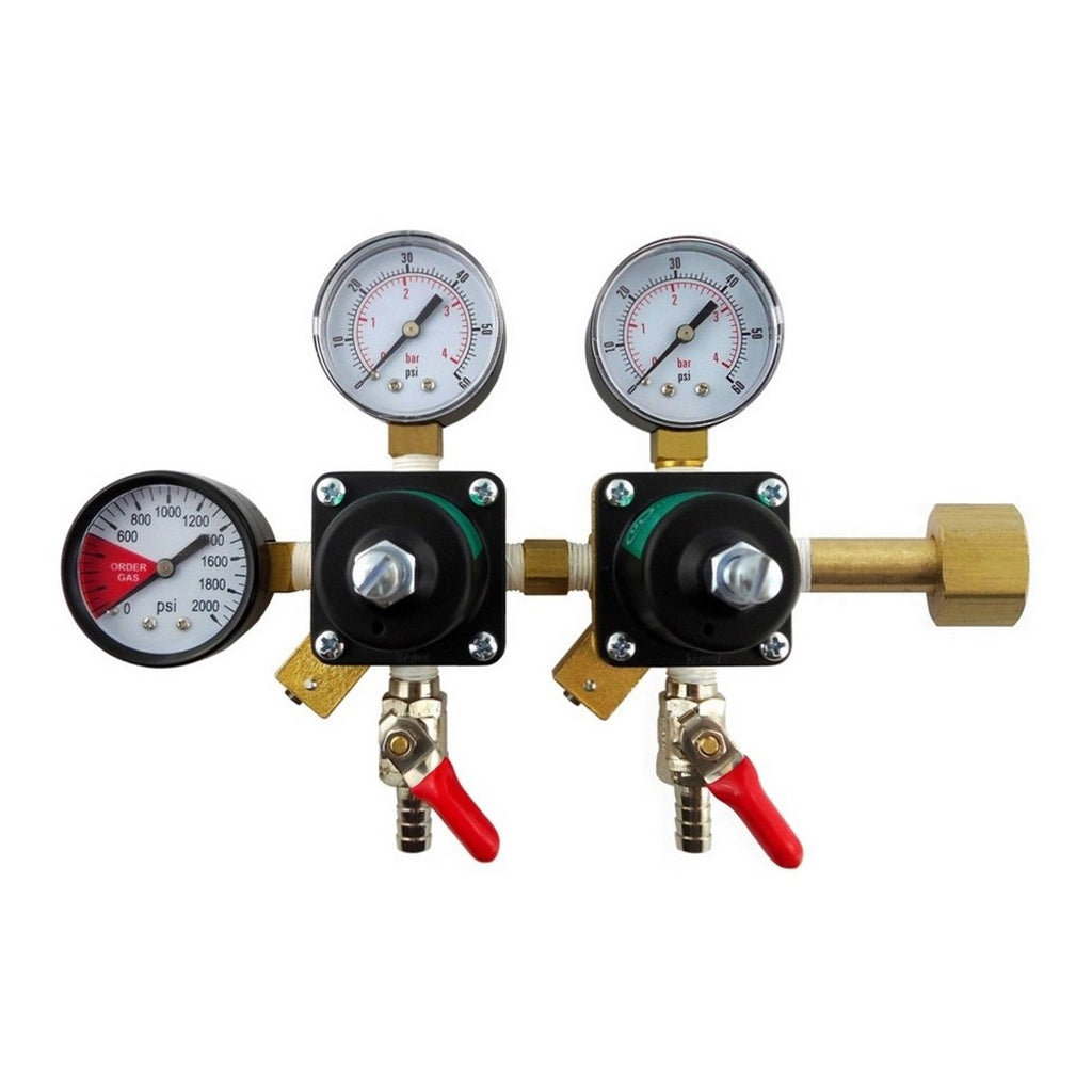 Cornelius Double CO2 Regulator, 3/8" Ball Shutoff with Check Valve, 60:2000